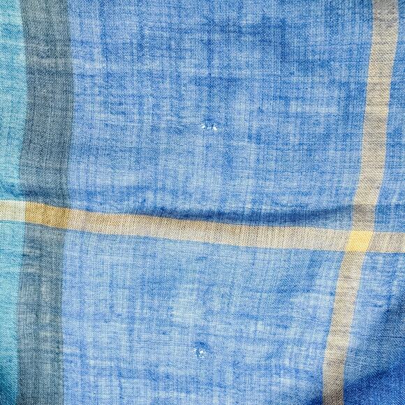 Burberry Scarf Authentic Blue Gauze Oversized Lightweight Plaid Nova Check Sheer - Picture 6 of 10